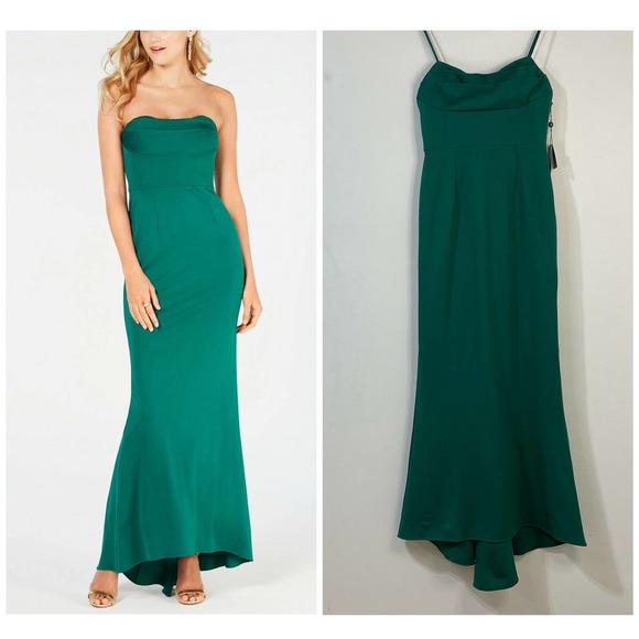 Adrianna Papell Lola Strapless Gown Size Petite 10 Green - Picture 1 of 11